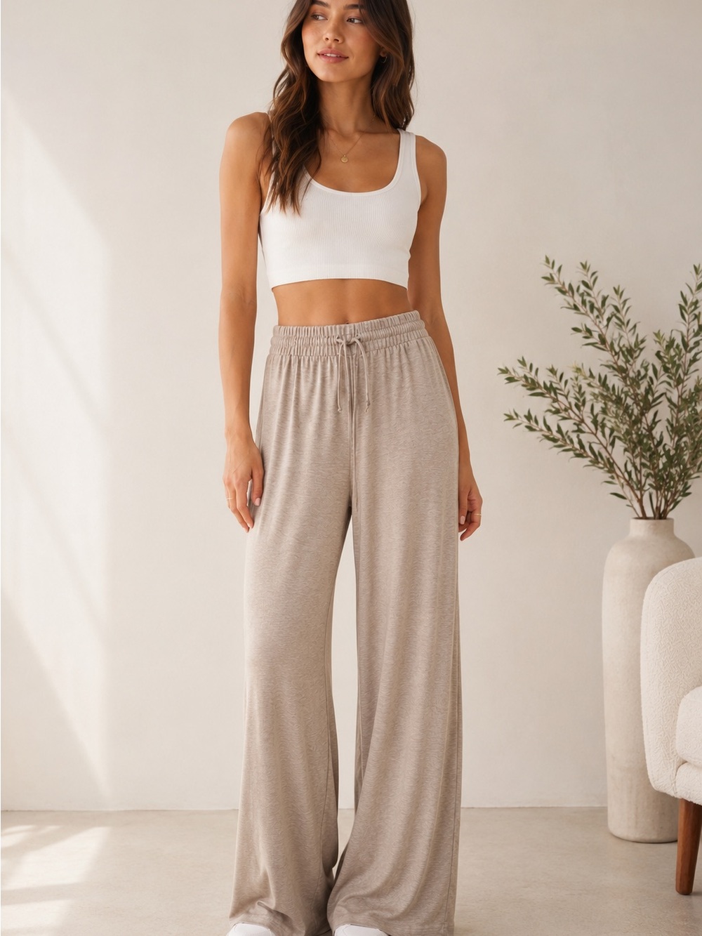 Wilfred Free Aritzia Oatmeal Heather Wide Leg Lounge Pants Size Small